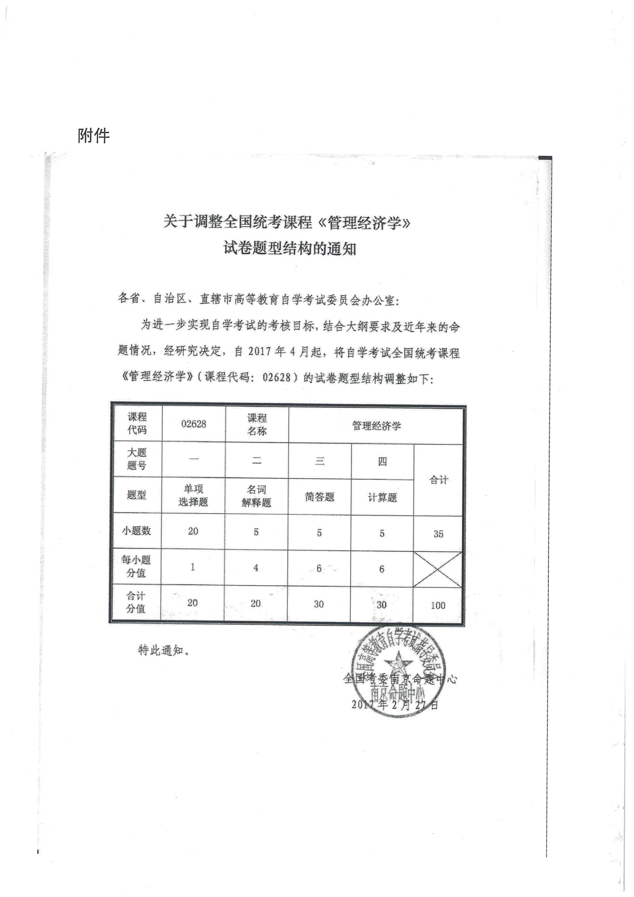 关于转发《关于调整全国统考课程管理经济学试(图3)